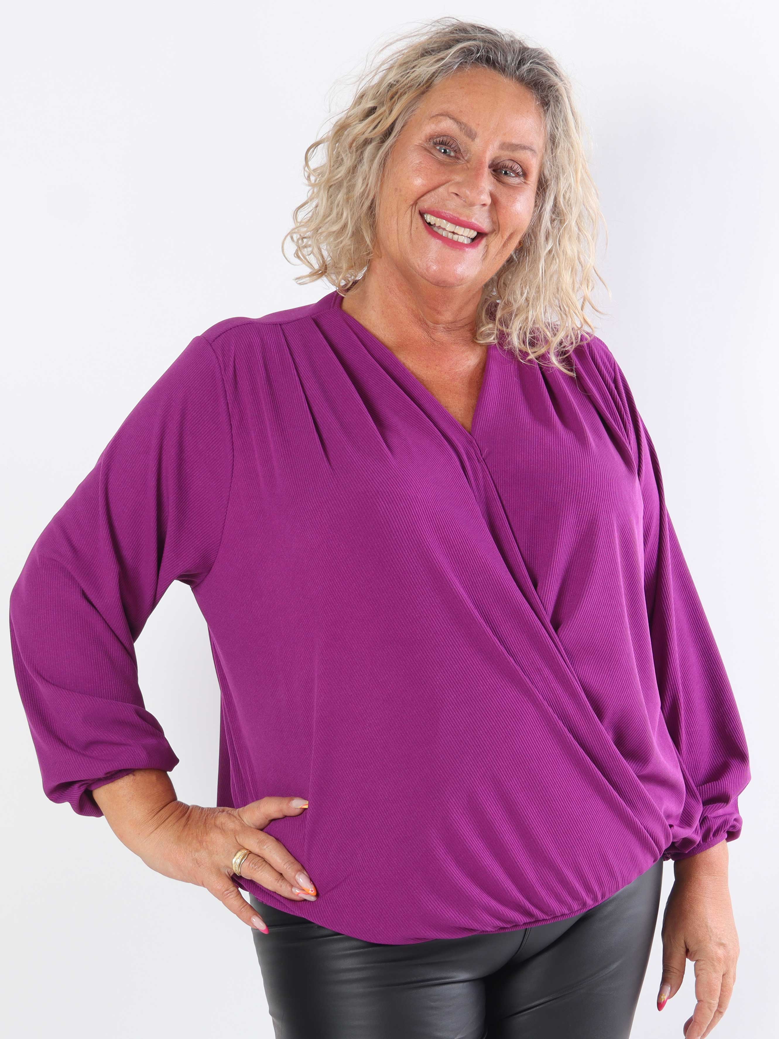 Naomi - Ribbet plus size tunika med elastik